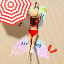 Load image into Gallery viewer, Personalized Mermaid Tail Beach Towel - Charlotte Be Mermazing