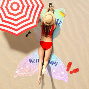 Personalized Mermaid Tail Beach Towel - Charlotte Be Mermazing