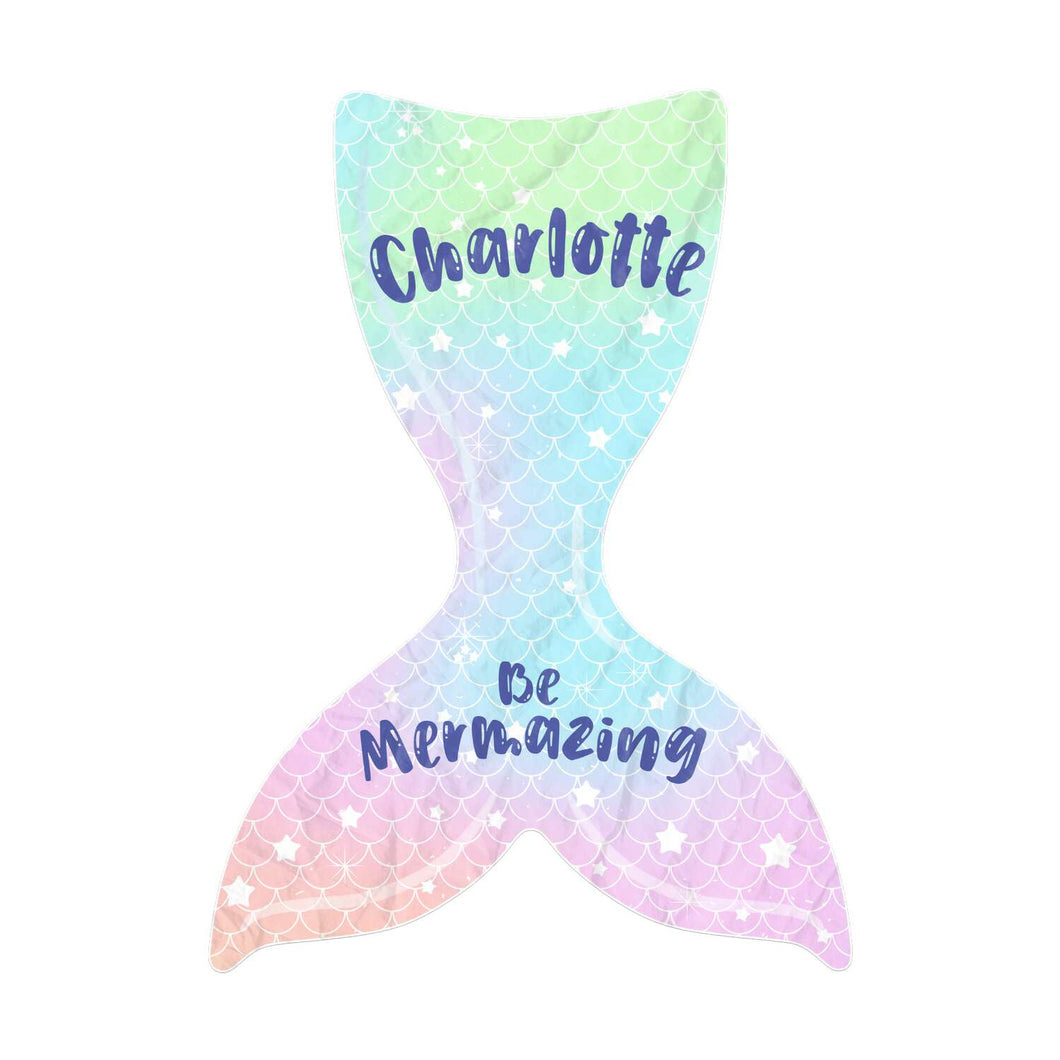 Personalized Mermaid Tail Beach Towel - Charlotte Be Mermazing