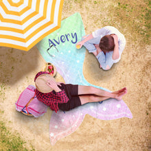 Load image into Gallery viewer, Personalized Mermaid Tail Beach Towel - Avery You Are Mermazing
