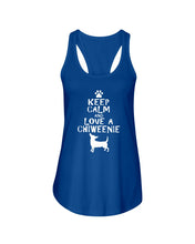 Load image into Gallery viewer, Keep Calm and Love A Chiweenie Next Level Ladies FL Racerback Tank