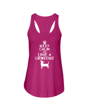 Load image into Gallery viewer, Keep Calm and Love A Chiweenie Next Level Ladies FL Racerback Tank