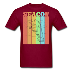 Vintage Sea Cow Manatee T-Shirt - burgundy