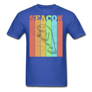 Vintage Sea Cow Manatee T-Shirt - royal blue